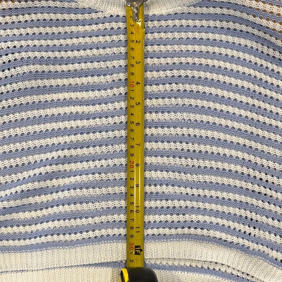 Blue and White Striped Knit Sweater - Picture 9 of 10